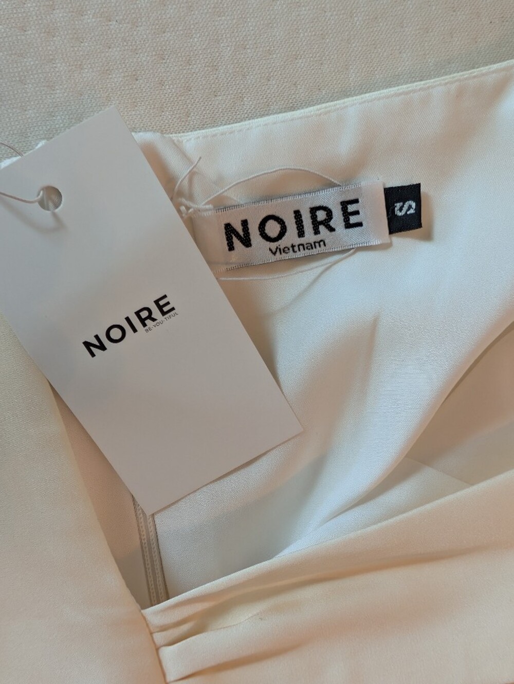 Noire Elegant Cream Square-Neck Maxi Satin Dress - Picture 6 of 6